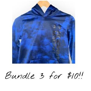 Boys blue and black under armour hoodie, GUC, medium